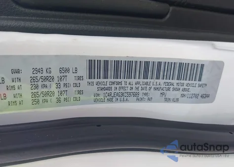 2019 Jeep Grand Cherokee Altitude 4X2 from USA, damaged, VIN 1C4RJEAG3KC597689